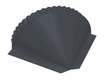 Заглушка к коньку полукруглому конусная с ребр. R90мм Rooftop БАРХАТ (Matt) RAL7024 PE 0,5мм Zn180